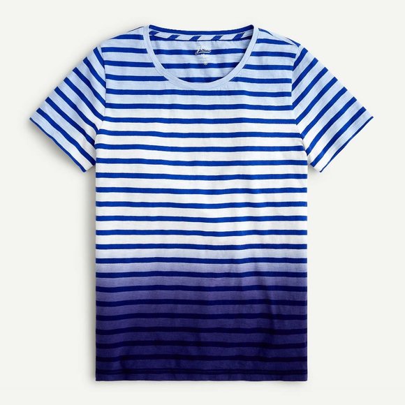 🐟2x HP!🐟 NWT J. Crew Dip-dyed Striped Tee - Picture 1 of 8